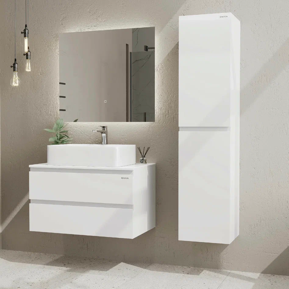 Onika Тумба под раковину Алеста 80 подвесная белая – фотография-5