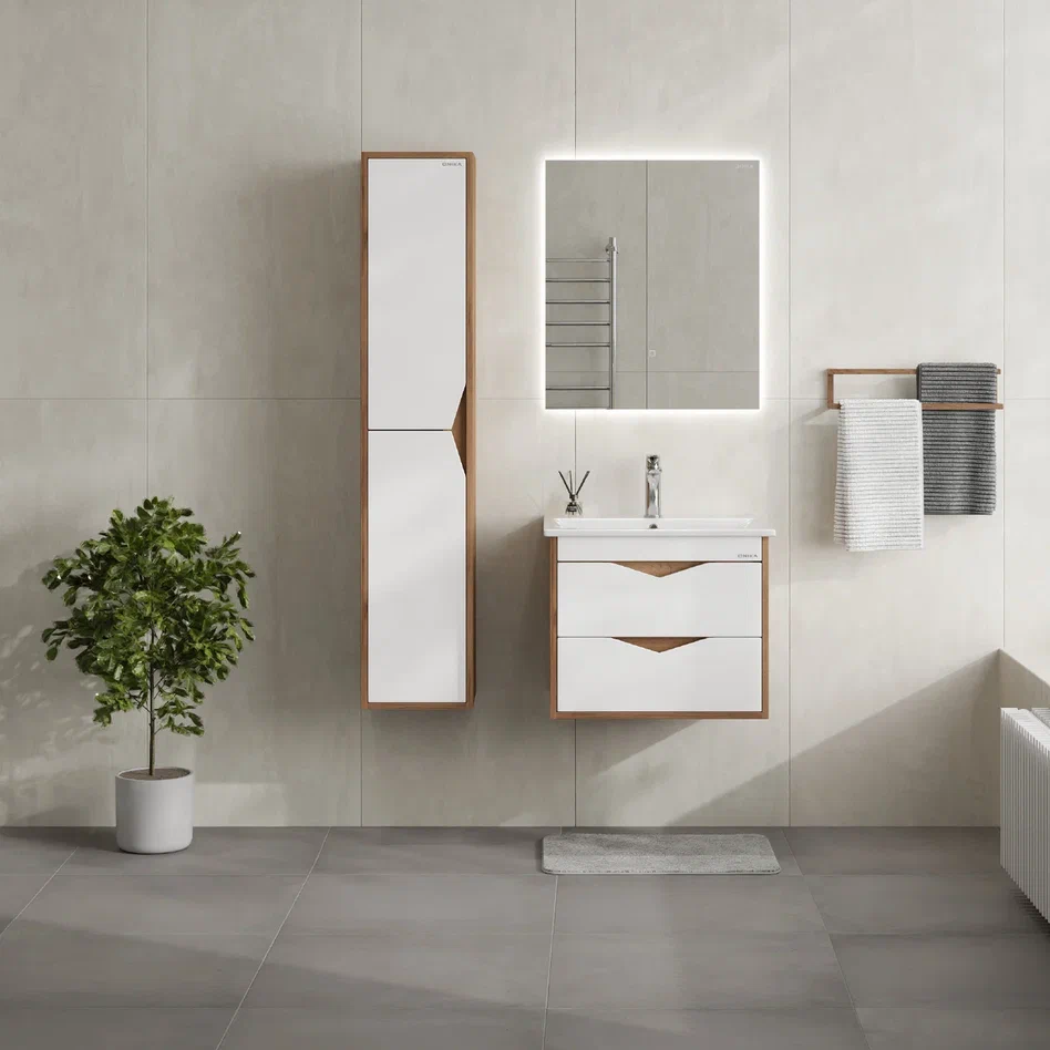 Onika Тумба под раковину Трианта 60 подвесная белая/дуб крафт золотой – фотография-3