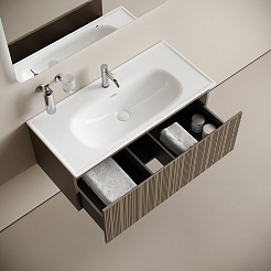 Sancos Тумба под раковину Code 100 c одним ящиком серо-бежевая – фотография-3