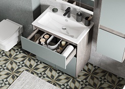 Акватон Тумба с раковиной Форест 75 дуб рошелье/сумеречный голубой – фотография-9