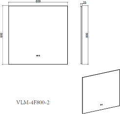 Vincea Зеркало 80 VLM-4F800GM-2 с ореольной подсветкой и антизапотеванием вороненая сталь – фотография-4