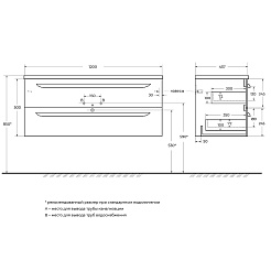 Cezares Тумба с раковиной Eco Cer-N 120 R bianco lucido CZR-8095-120-R ручки серые – фотография-8