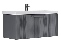 Equil Тумба с раковиной Mirage 100 1 ящик подвесная графит софт