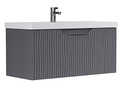 Equil Тумба с раковиной Mirage 100 1 ящик подвесная графит софт – фотография-1