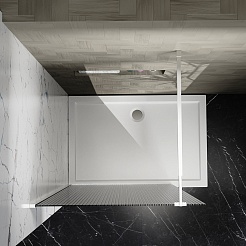 Azario Душевая перегородка Walk-in 120/195 рифленое стекло профиль матовый чёрный – фотография-4