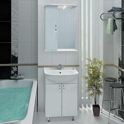 Водолей Мебель для ванной Классик 55 белая, зеркало-шкаф с подсветкой – фотография-2