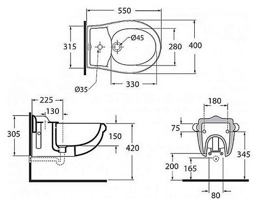 Azzurra Биде подвесное Jubilaeum JUB500/SOSK – картинка-5