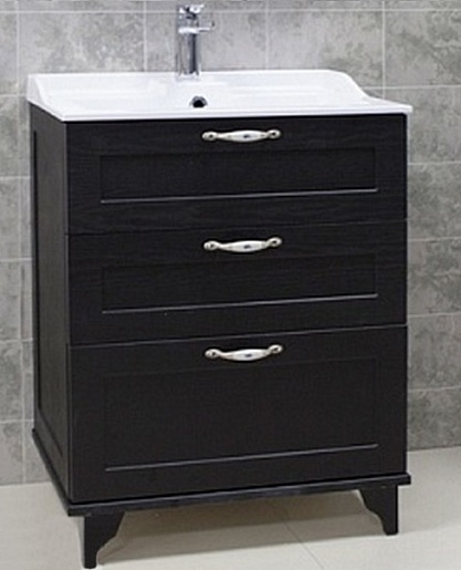 Акватон Тумба с раковиной "Леон 65 Н" ясень черный – фото-1