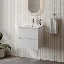 Teymi Тумба с раковиной Laina 50 подвесная белая матовая – фотография-15