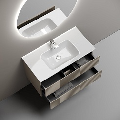 Sancos Тумба с раковиной Snob R 90 beige soft раковина CN7002 – фотография-5