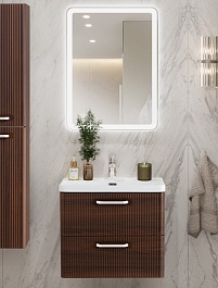 BelBagno Тумба с раковиной Due 60 подвесная Noce ручки Белый – фотография-6