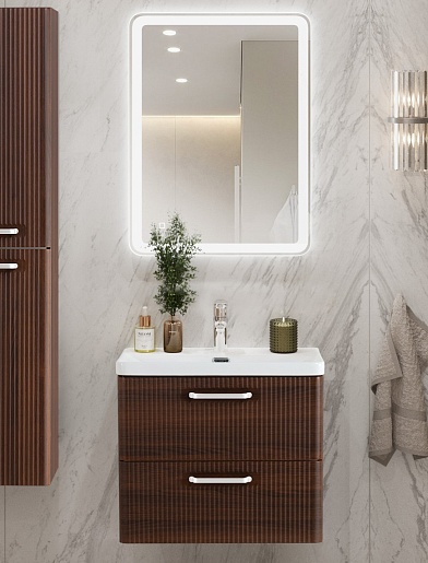 BelBagno Тумба с раковиной Due 60 подвесная Noce ручки Белый – фотография-6