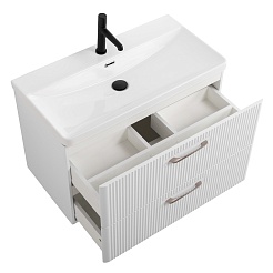 BelBagno Тумба с раковиной Due 80 подвесная Белый металлик – фотография-5