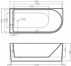 Esbano Акриловая ванна Afina 170x80 R – фотография-3