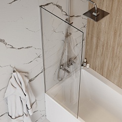 Teymi Шторка на ванну Timo 60x140 профиль хром стекло прозрачное – фотография-7