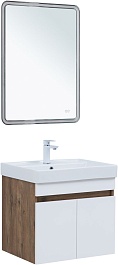 Aquanet Тумба с раковиной Оптима 60 подвесная дуб рустикальный/белый сатин – фотография-12
