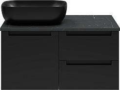 Brevita Тумба под раковину Cargo 80 подвесная черная матовая – фотография-1