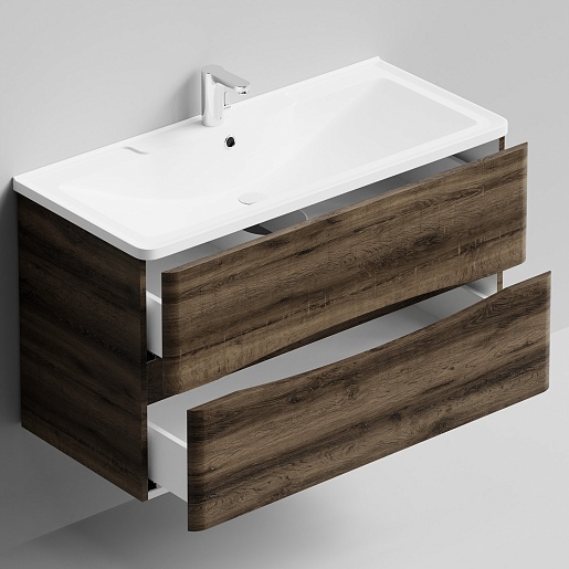 Водолей Тумба с раковиной Адель 100 подвесная дуб крымский коричневый – картинка-3