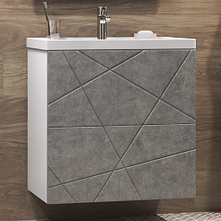 Vigo Мебель для ванной Geometry 2-600 белая/бетон – фотография-4