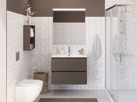 BelBagno Тумба с раковиной Uno mini 100 подвесная Бежевый матовый с раковиной BB-8099-3-100 – фотография-8
