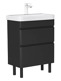 Equil Тумба под раковину Eltoro 60 2 ящика напольная черный софт – фотография-1