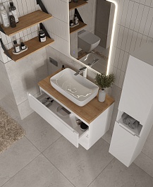 Зов Тумба под раковину Дион 60 подвесная под столешницу матовая белая – фотография-8