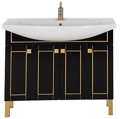 Aquanet Тумба с раковиной "Честер 105" черный/золото – фотография-6