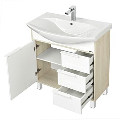 Акватон Тумба под раковину Рико 80 белая, ясень фабрик – фотография-2