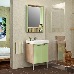 Акватон Мебель для ванной "Йорк 60" салатовый/дуб сонома – фотография-3