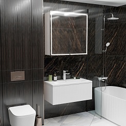 Mixline Тумба с раковиной Вектор 90 подвесная белая – фотография-8