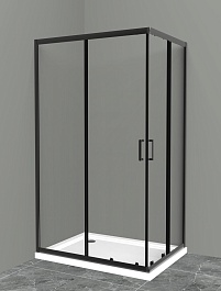 BelBagno Душевой уголок Uno 100/80 UNO-195-AH-2-100/80-C-NERO стекло прозрачное – фотография-1