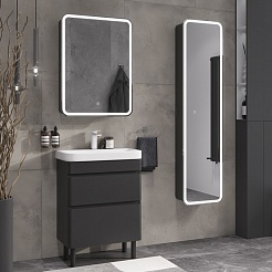 Equil Тумба под раковину Eltoro 60 2 ящика напольная черный софт – фотография-10