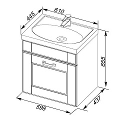 Aquanet Тумба с раковиной "Рондо 60" белый (1 ящик) – фотография-2