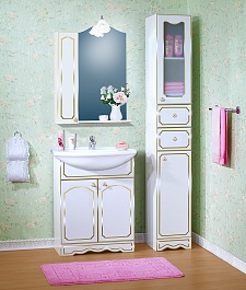 Бриклаер Мебель для ванной Лючия 70 белый глянец/золото, шкафчик – фотография-4