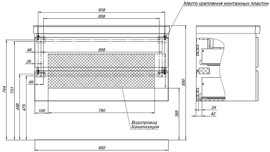 Aquanet Мебель для ванной Вега 2.0 100 Flat подвесная бежевая матовая – картинка-21