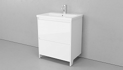 Velvex Мебель для ванной напольная Klaufs 70 белая, 2 ящика – фотография-6