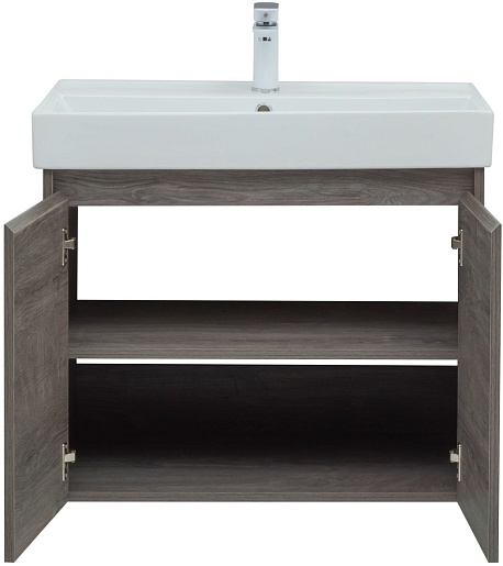 Aquanet Тумба с раковиной Nova Lite 75 2 дверцы подвесная дуб рошелье – фотография-8