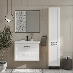 Equil Тумба с раковиной Lago 80 2 ящика подвесная белая/дерево – фотография-10