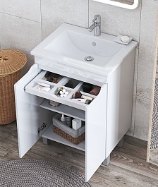 Vigo Тумба под раковину Grani 60 2 дверцы напольная белая – фотография-2