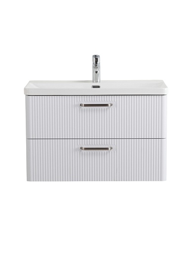 BelBagno Тумба с раковиной Due 80 подвесная Bianco Lucido ручки Матовый атласный никель – картинка-5