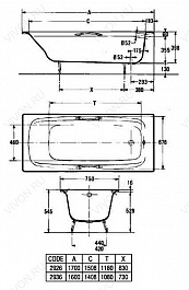 Jacob Delafon Ванна чугунная Diapason 170х75 E2937 – фотография-3