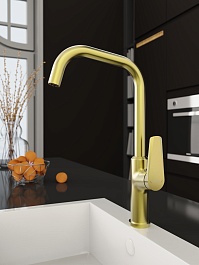 Tokito Смеситель для кухни KIN брашированное золото TOK-KIN-1013 – фотография-2