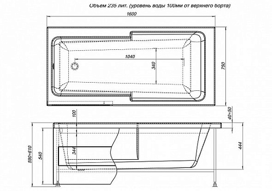 Aquanet Акриловая ванна Taurus 160x75 – картинка-7