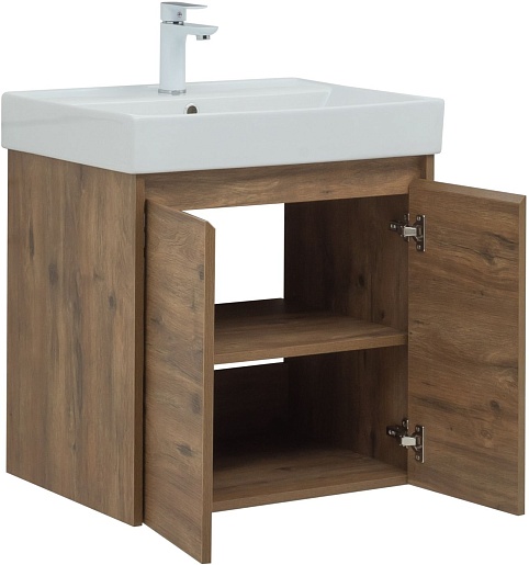 Aquanet Мебель для ванной Nova Lite 60 2 дверцы подвесная дуб рустикальный – картинка-7