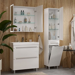 Equil Зеркальный шкаф Corner 80 белый – фотография-9