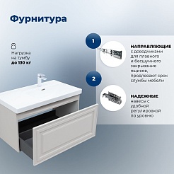 Aquanet Мебель для ванной Агата 90 L подвесная бежевая матовая – фотография-28