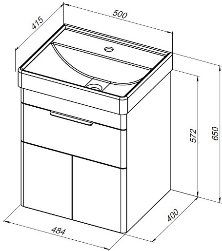 Aquanet Мебель для ванной Ирис New 50 подвесная белая глянцевая – фотография-18