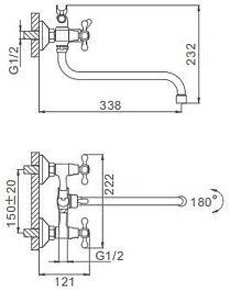 Frap Смеситель для ванны H20 F2220 хром – фотография-4