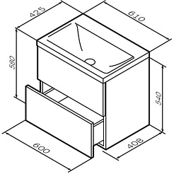 Am.Pm Тумба под раковину Gem 60 подвесная орех – фотография-9