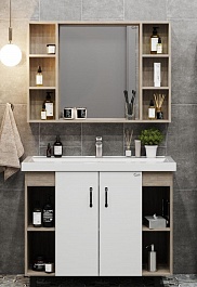Onika Мебель для ванной Тимбер 100.10 белая/дуб сонома – фотография-1